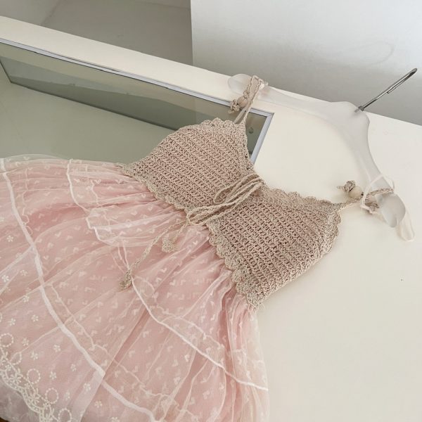 Summer pink sling seaside vacation cake lace dress - Image 5