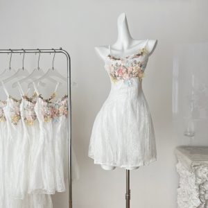 Lace sling France style T-back summer spring dress for women