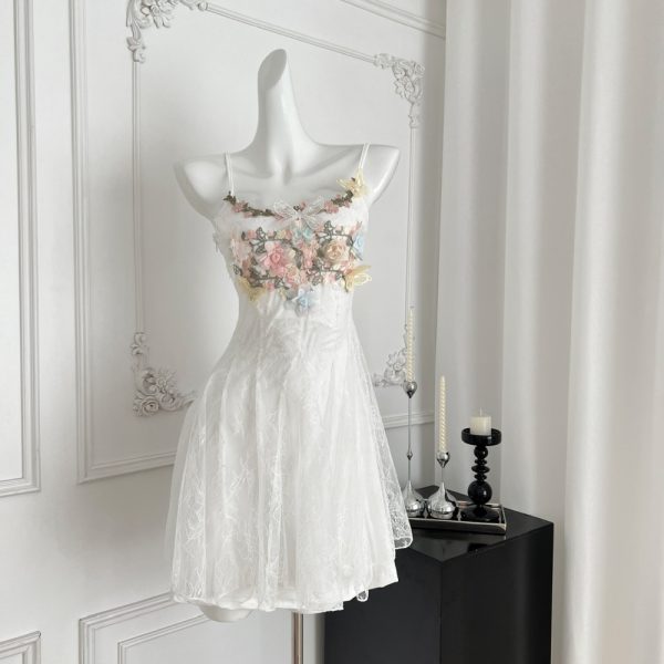 Lace sling France style T-back summer spring dress for women - Image 2