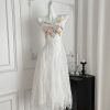 Spring white France style long dress seaside sling dress