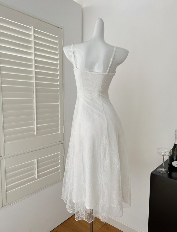Spring white France style long dress seaside sling dress - Image 2