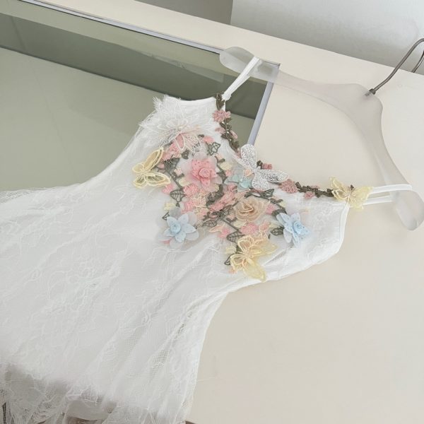 Spring white France style long dress seaside sling dress - Image 4