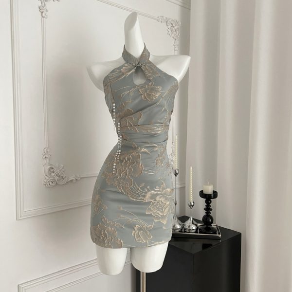 Slim fashion swan sexy halter dress