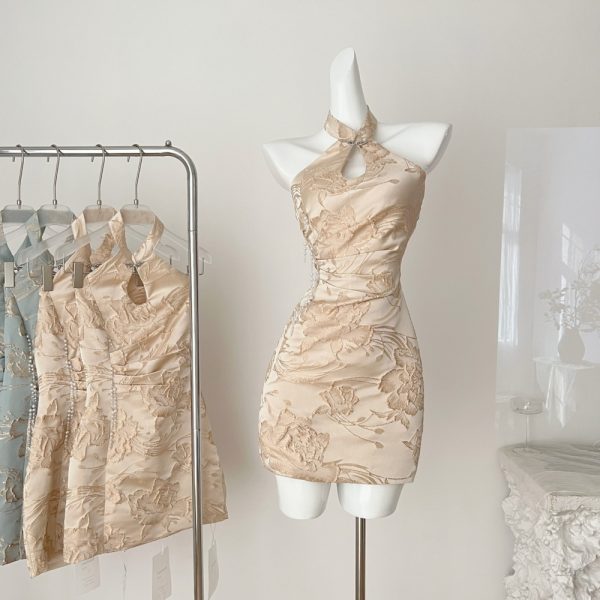 Slim fashion swan sexy halter dress - Image 3