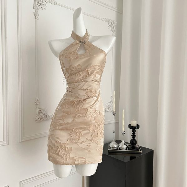 Slim fashion swan sexy halter dress - Image 4