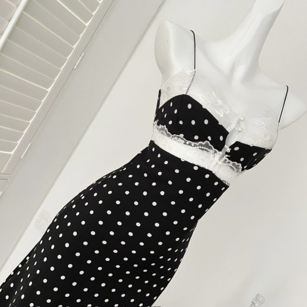 Enticement hollow dress pinched waist lace long dress - Image 3