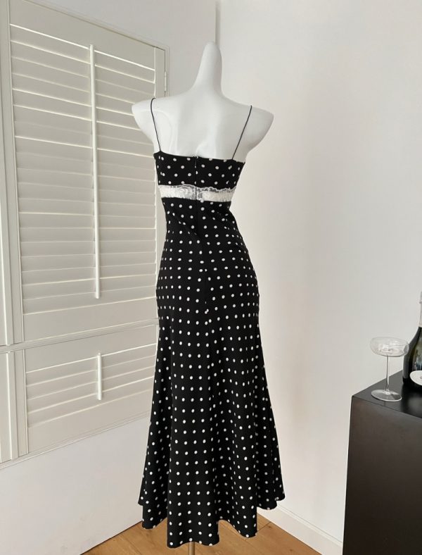 Enticement hollow dress pinched waist lace long dress - Image 5