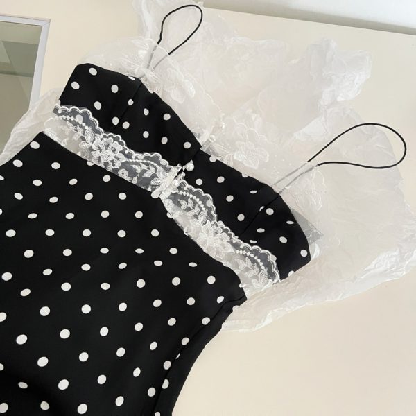 Enticement hollow dress pinched waist lace long dress - Image 7