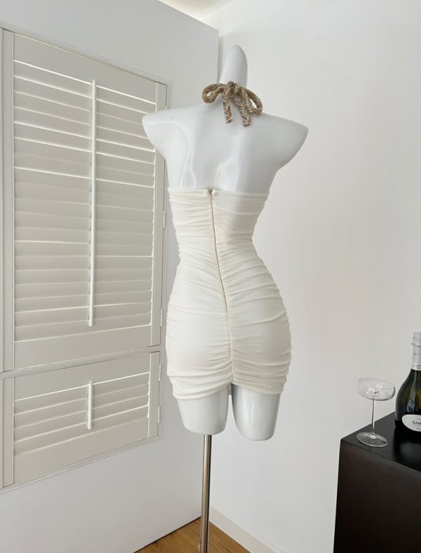 Gauze halter slim jumpsuit mixed colors sexy ribbon T-back - Image 4