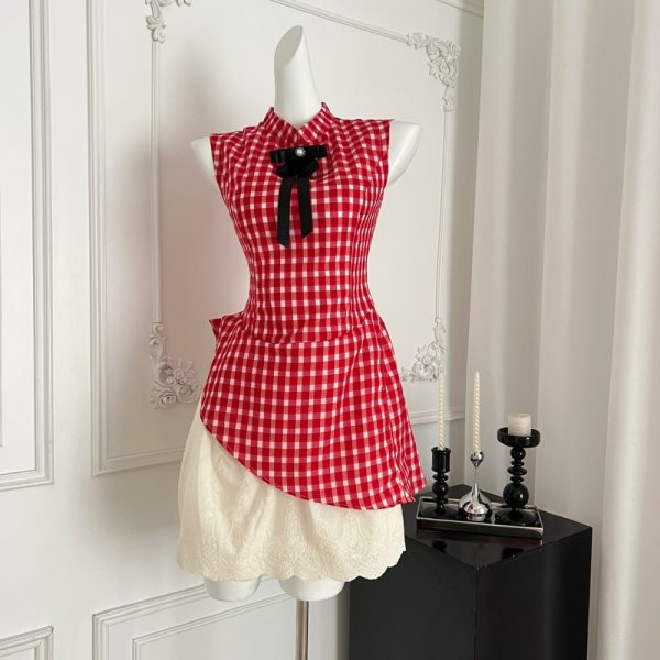 Summer strawberries plaid dress for women - Image 2