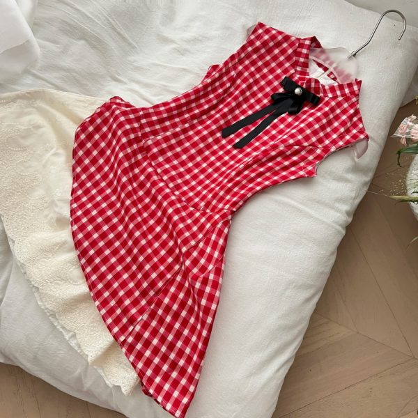 Summer strawberries plaid dress for women - Image 4