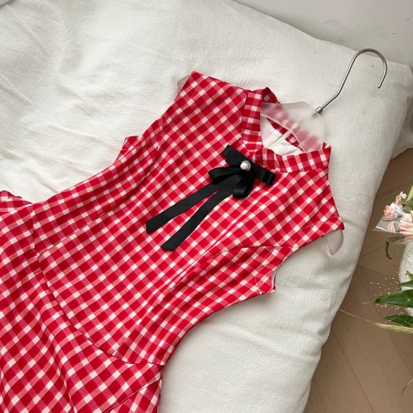 Summer strawberries plaid dress for women - Image 5
