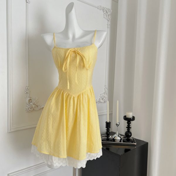 Enticement yellow T-back France style swan dress for women - Image 2