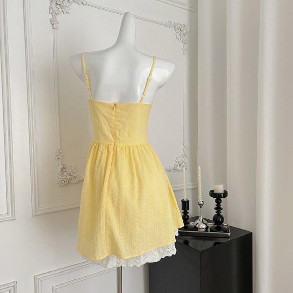 Enticement yellow T-back France style swan dress for women - Image 3