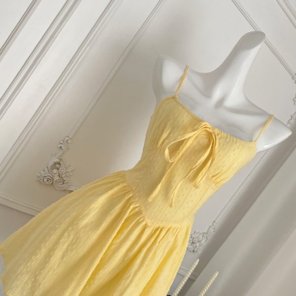 Enticement yellow T-back France style swan dress for women - Image 5