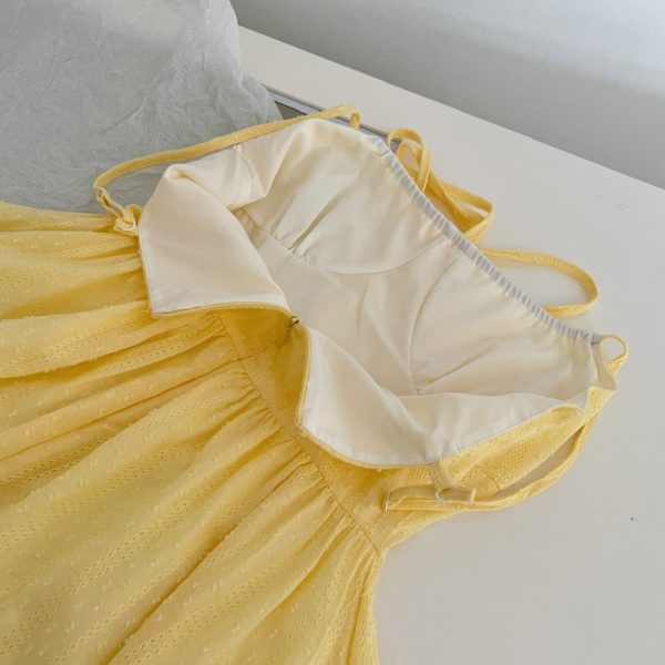 Enticement yellow T-back France style swan dress for women - Image 7