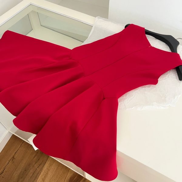 Bow skirt hem lady dress pinched waist sleeveless dress - Image 10