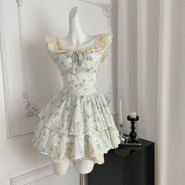Boats sleeve sweet pinched waist refinement tender dress - Image 2