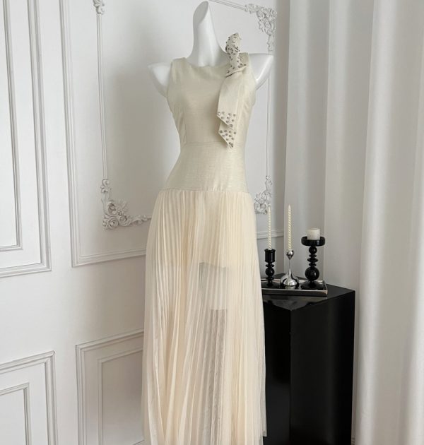 Bow splice niche stereoscopic pinched waist dress - Image 2