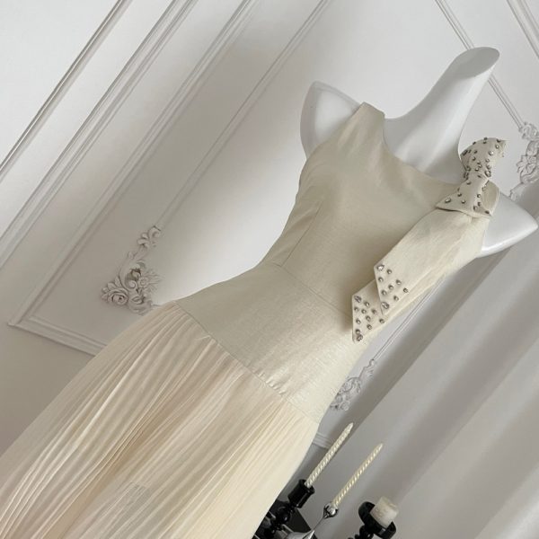 Bow splice niche stereoscopic pinched waist dress - Image 3