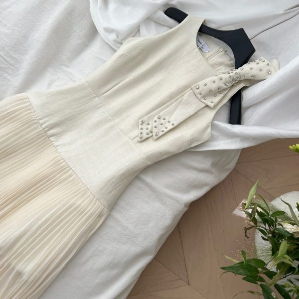 Bow splice niche stereoscopic pinched waist dress - Image 7