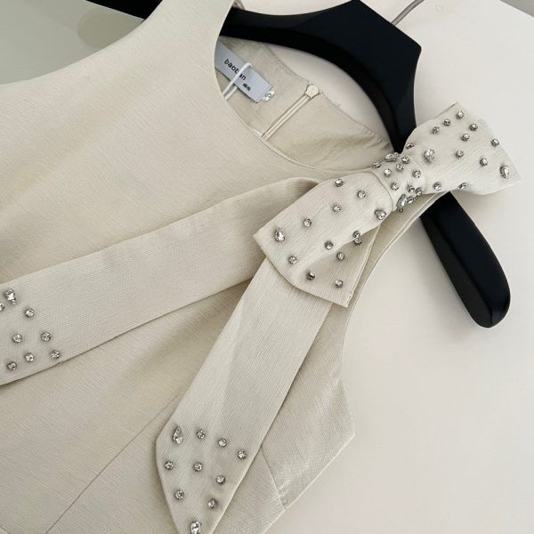 Bow splice niche stereoscopic pinched waist dress - Image 8