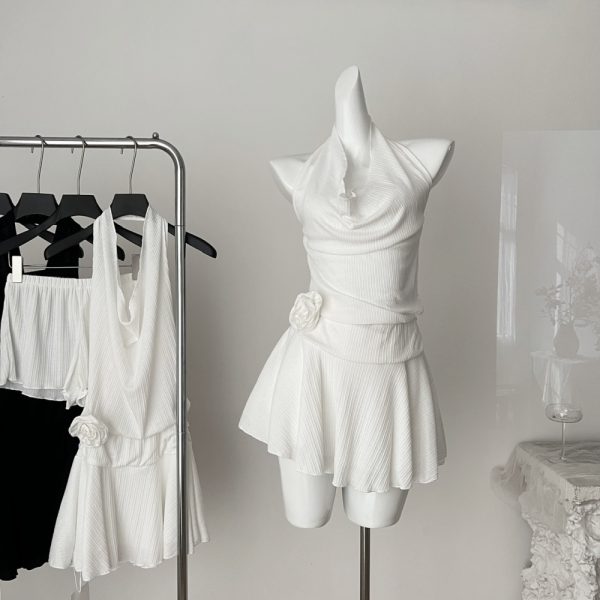 Halter sexy Pseudo-two enticement lace dress for women - Image 3