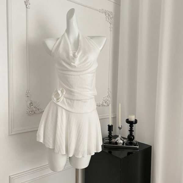 Halter sexy Pseudo-two enticement lace dress for women - Image 4