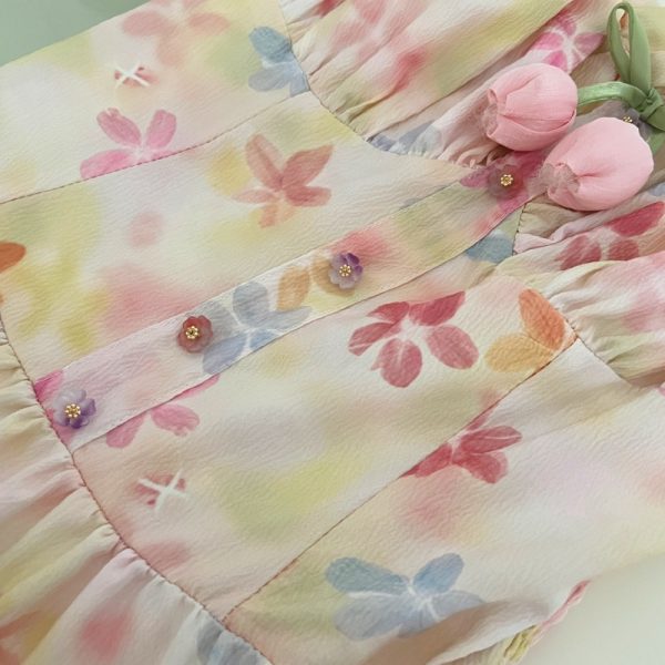 Square collar rainbow boats sleeve sling long dress for women - Image 8