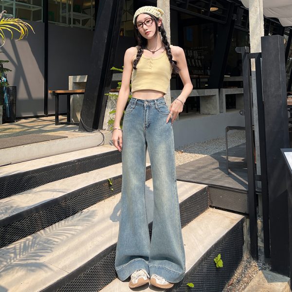 Elasticity flare pants mopping jeans for women - Image 3