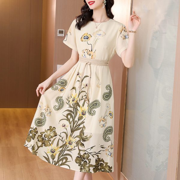 France style slim retro summer printing elegant long dress - Image 4