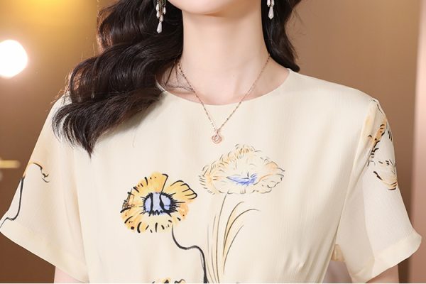 France style slim retro summer printing elegant long dress - Image 6