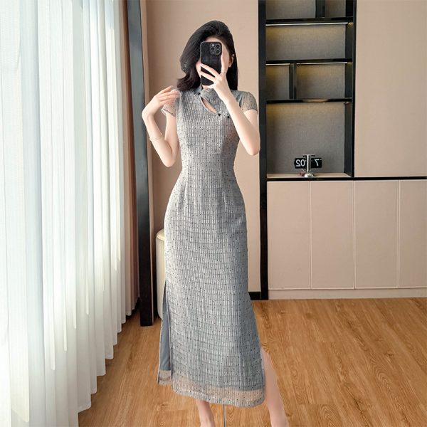 Polka dot cheongsam dress for women - Image 2