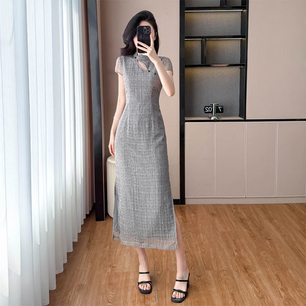 Polka dot cheongsam dress for women - Image 3