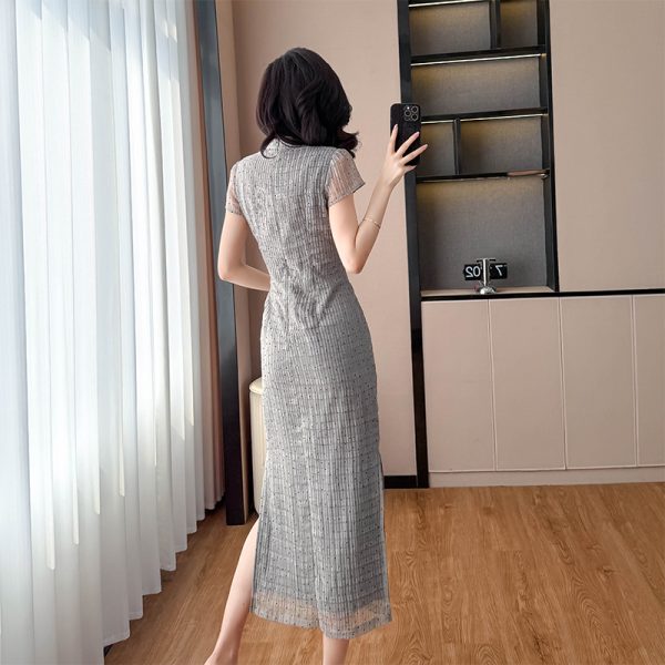 Polka dot cheongsam dress for women - Image 4