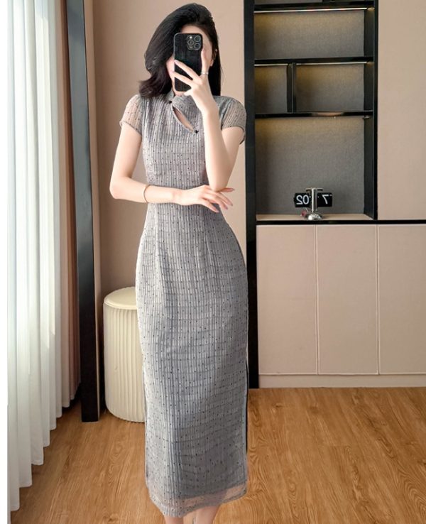 Polka dot cheongsam dress for women - Image 5