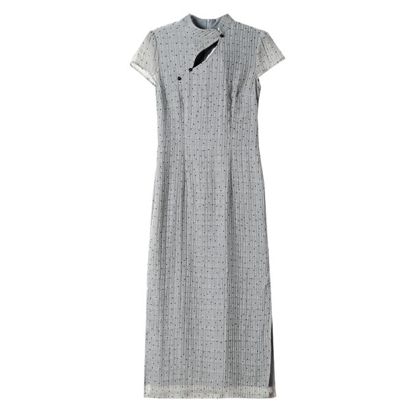 Polka dot cheongsam dress for women - Image 6