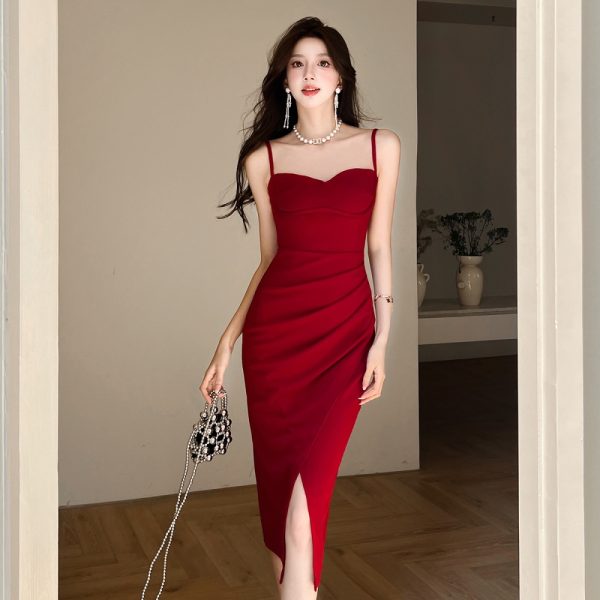 With chest pad strap dress European style dress - Image 4