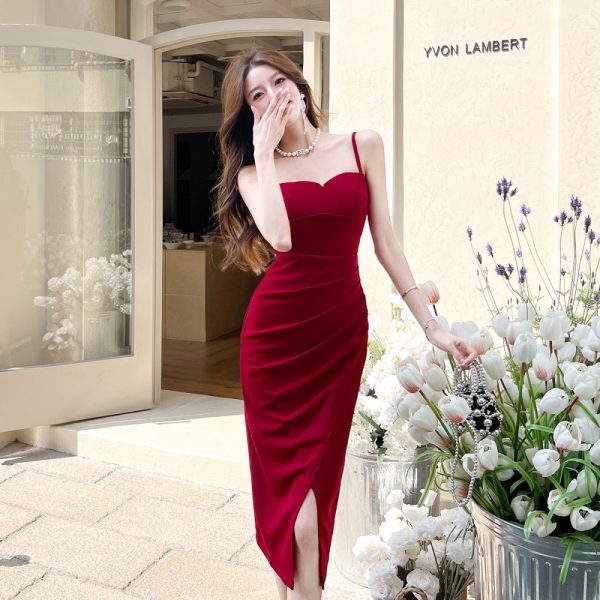 With chest pad strap dress European style dress - Image 5