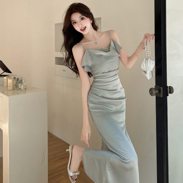 Satin summer long dress enticement banquet dress - Image 5