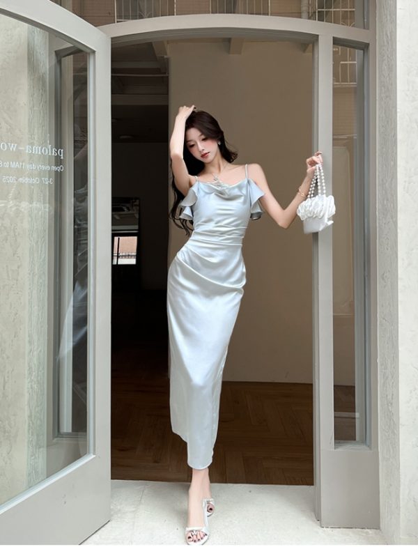 Satin summer long dress enticement banquet dress - Image 9